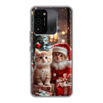 Силиконовый противоударный чехол на Tecno Spark 8C с принтом Новый год
