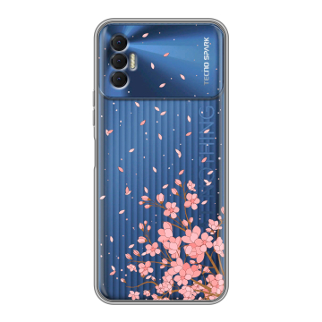 Силиконовый чехол на Tecno Spark 8P с принтом Ветка сакуры Силиконовый чехол на Tecno Spark 8P с принтом Ветка сакуры