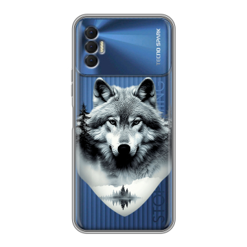 Силиконовый чехол на Tecno Spark 8P с принтом Волк в лесу Силиконовый чехол на Tecno Spark 8P с принтом Волк в лесу