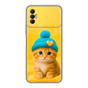 Силиконовый чехол на Tecno Spark 8P с принтом Котенок в шапке Силиконовый чехол на Tecno Spark 8P с принтом Котенок в шапке