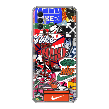 Силиконовый чехол на Tecno Spark 8P с принтом Найк Nike яркий Силиконовый чехол на Tecno Spark 8P с принтом Найк Nike яркий