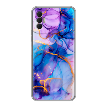 Силиконовый чехол на Tecno Spark 8P с принтом синий мрамор Силиконовый чехол на Tecno Spark 8P с принтом синий мрамор