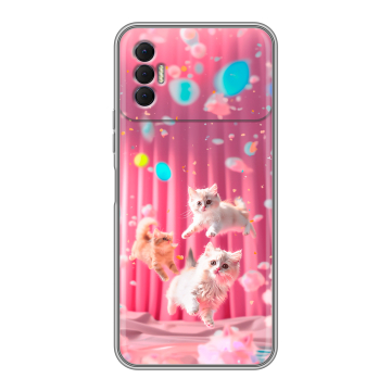 Силиконовый чехол на Tecno Spark 8P с принтом милые котики