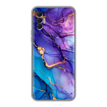 Силиконовый чехол на Tecno Spark 8P с принтом синий мрамор Силиконовый чехол на Tecno Spark 8P с принтом синий мрамор