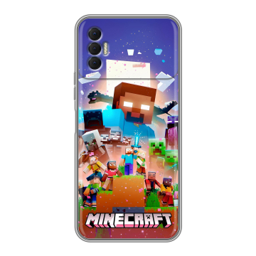 Силиконовый чехол на Tecno Spark 8P с принтом Майнкрафт Minecraft