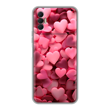 Силиконовый чехол на Tecno Spark 8P с принтом розовые сердечки Силиконовый чехол на Tecno Spark 8P с принтом розовые сердечки