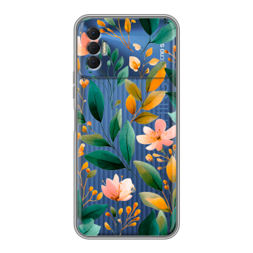 Силиконовый чехол на Tecno Spark 8P с принтом Цветы паттерн