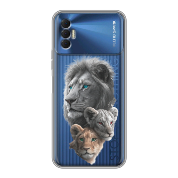 Силиконовый чехол на Tecno Spark 8P с принтом Львы
