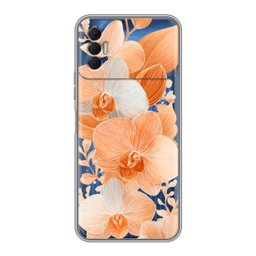 Силиконовый чехол на Tecno Spark 8P с принтом Бежевые цветы