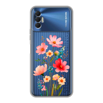 Силиконовый чехол на Tecno Spark 8P с принтом Цветы
