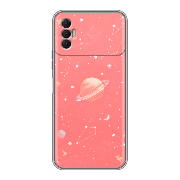 Силиконовый чехол на Tecno Spark 8P с принтом Розовый космос