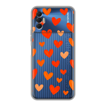 Силиконовый чехол на Tecno Spark 8P с принтом Сердечки