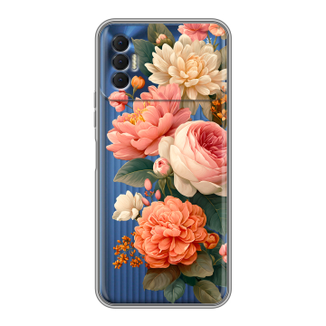 Силиконовый чехол на Tecno Spark 8P с принтом цветы