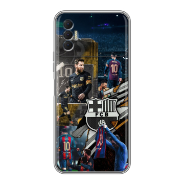 Силиконовый чехол на Tecno Spark 8P с принтом Messi Barcelona Силиконовый чехол на Tecno Spark 8P с принтом Messi Barcelona