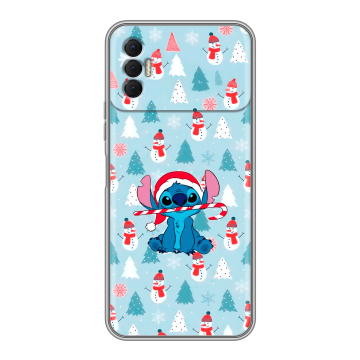 Силиконовый чехол на Tecno Spark 8P с принтом Стич Новый год Силиконовый чехол на Tecno Spark 8P с принтом Стич Новый год