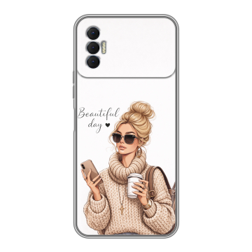 Силиконовый чехол на Tecno Spark 8P с принтом женский Силиконовый чехол на Tecno Spark 8P с принтом женский