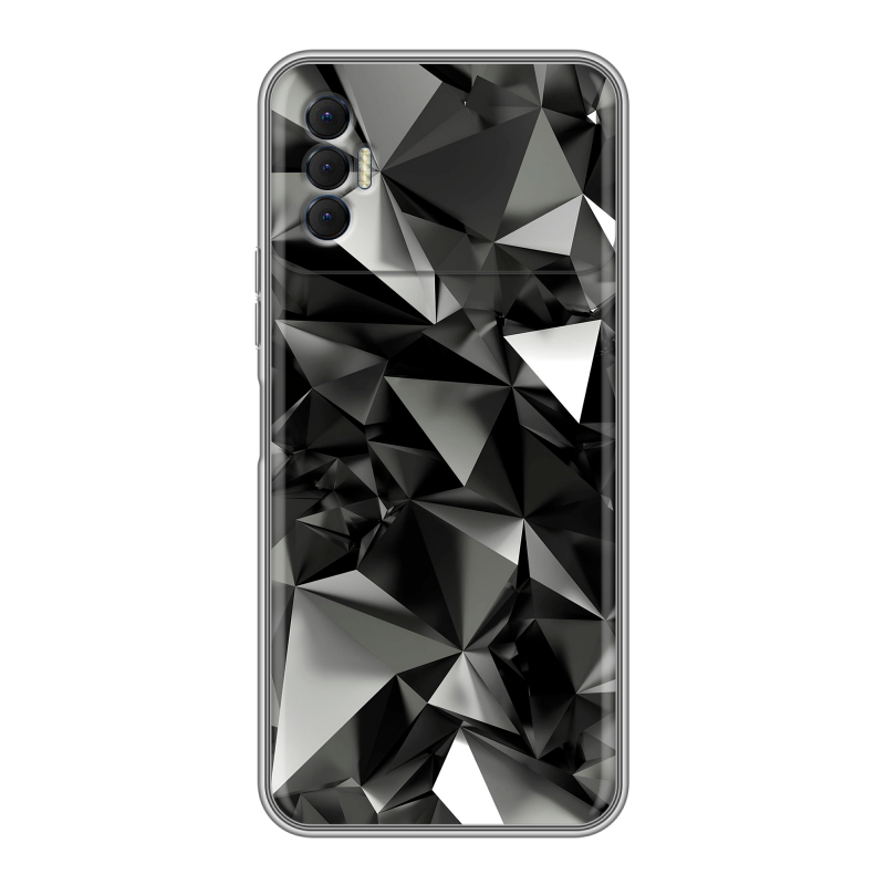 Силиконовый противоударный чехол на Tecno Spark 8P с принтом Черные кристаллы Силиконовый противоударный чехол на Tecno Spark 8P с принтом Черные кристаллы