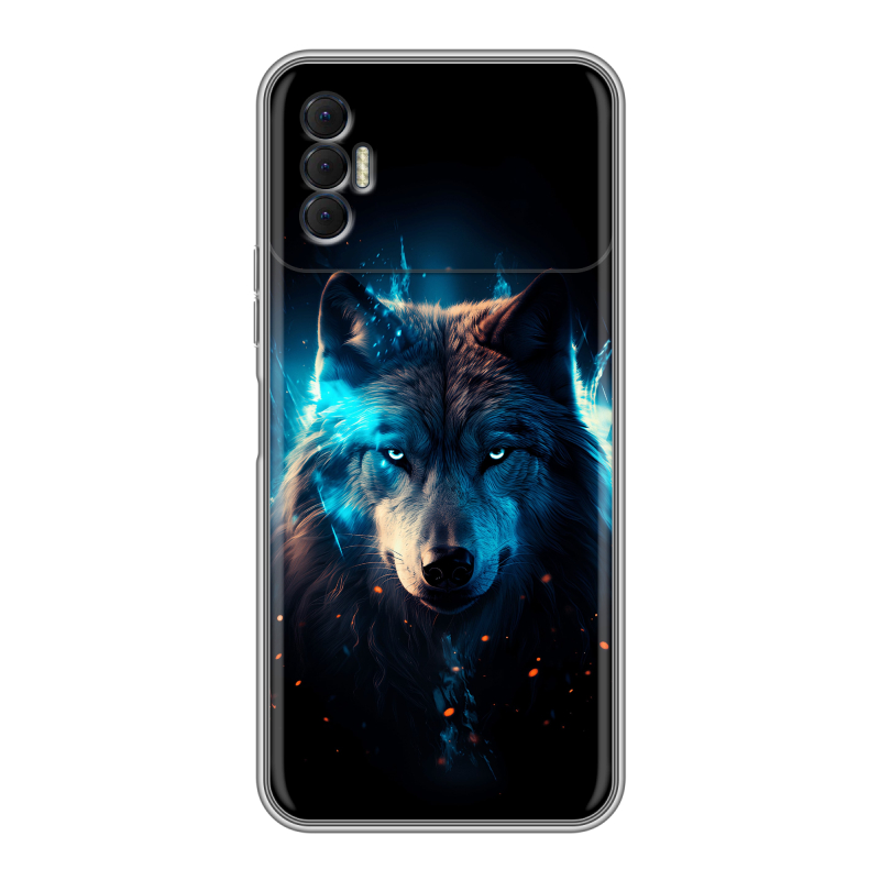 Силиконовый чехол на Tecno Spark 8P с принтом Волк ночной Силиконовый чехол на Tecno Spark 8P с принтом Волк ночной