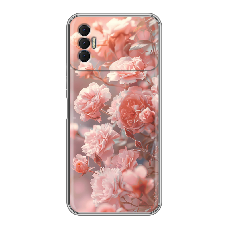 Силиконовый противоударный чехол на Tecno Spark 8P с принтом Розовые розы Силиконовый противоударный чехол на Tecno Spark 8P с принтом Розовые розы