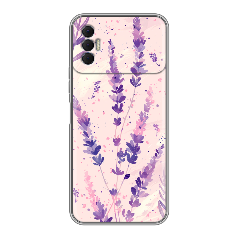 Силиконовый чехол на Tecno Spark 8P с принтом цветы лаванда Силиконовый чехол на Tecno Spark 8P с принтом цветы лаванда