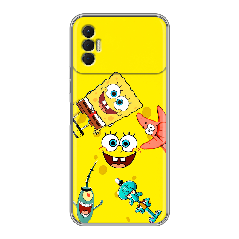 Силиконовый противоударный чехол на Tecno Spark 8P с принтом Спанч боб Спанчбоб Силиконовый противоударный чехол на Tecno Spark 8P с принтом Спанч боб Спанчбоб