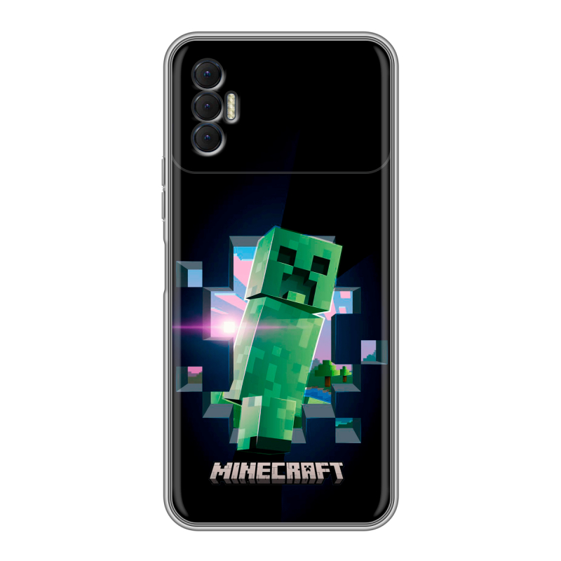 Силиконовый противоударный чехол на Tecno Spark 8P с принтом Майнкрафт Minecraft Силиконовый противоударный чехол на Tecno Spark 8P с принтом Майнкрафт Minecraft
