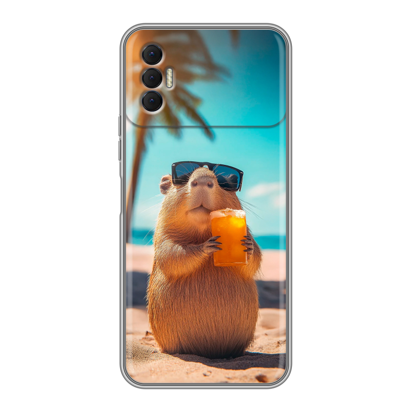 Силиконовый противоударный чехол на Tecno Spark 8P с принтом Капибара Силиконовый противоударный чехол на Tecno Spark 8P с принтом Капибара