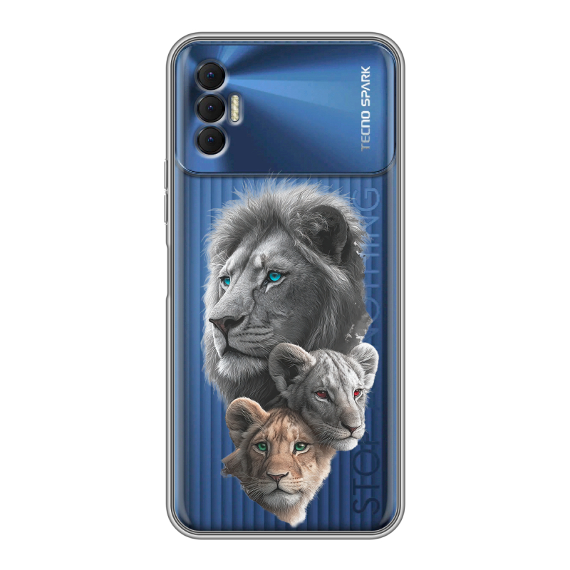 Силиконовый чехол на Tecno Spark 8P с принтом Львы Силиконовый чехол на Tecno Spark 8P с принтом Львы
