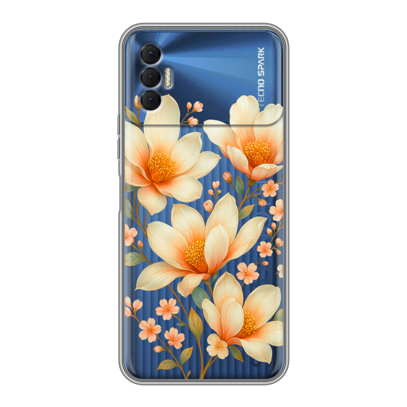 Силиконовый чехол на Tecno Spark 8P с принтом Цветы Силиконовый чехол на Tecno Spark 8P с принтом Цветы