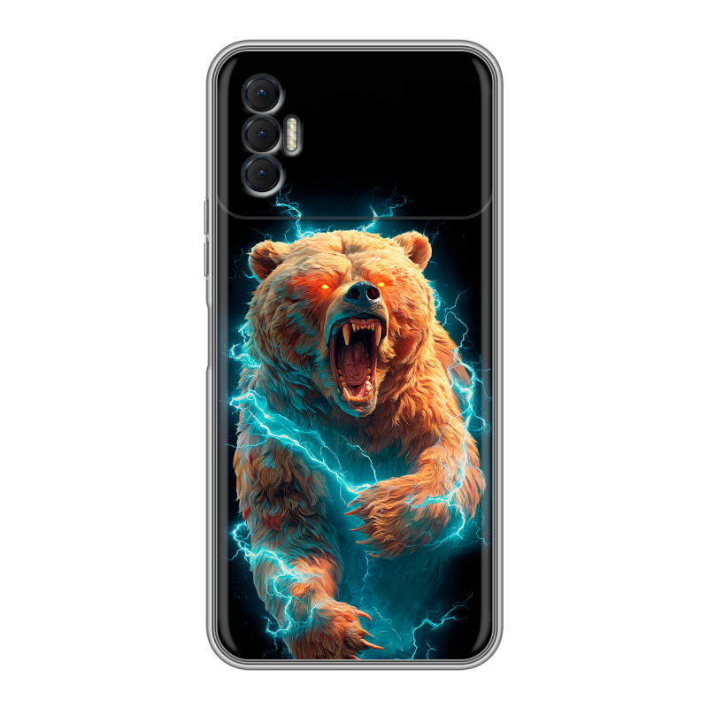 Силиконовый чехол на Tecno Spark 8P с принтом Медведь Силиконовый чехол на Tecno Spark 8P с принтом Медведь