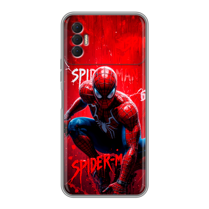 Силиконовый чехол на Tecno Spark 8P с принтом Spiderman Человек паук Силиконовый чехол на Tecno Spark 8P с принтом Spiderman Человек паук