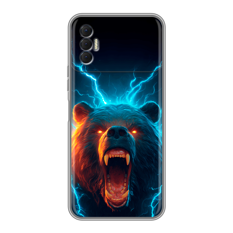 Силиконовый чехол на Tecno Spark 8P с принтом Медведь Силиконовый чехол на Tecno Spark 8P с принтом Медведь