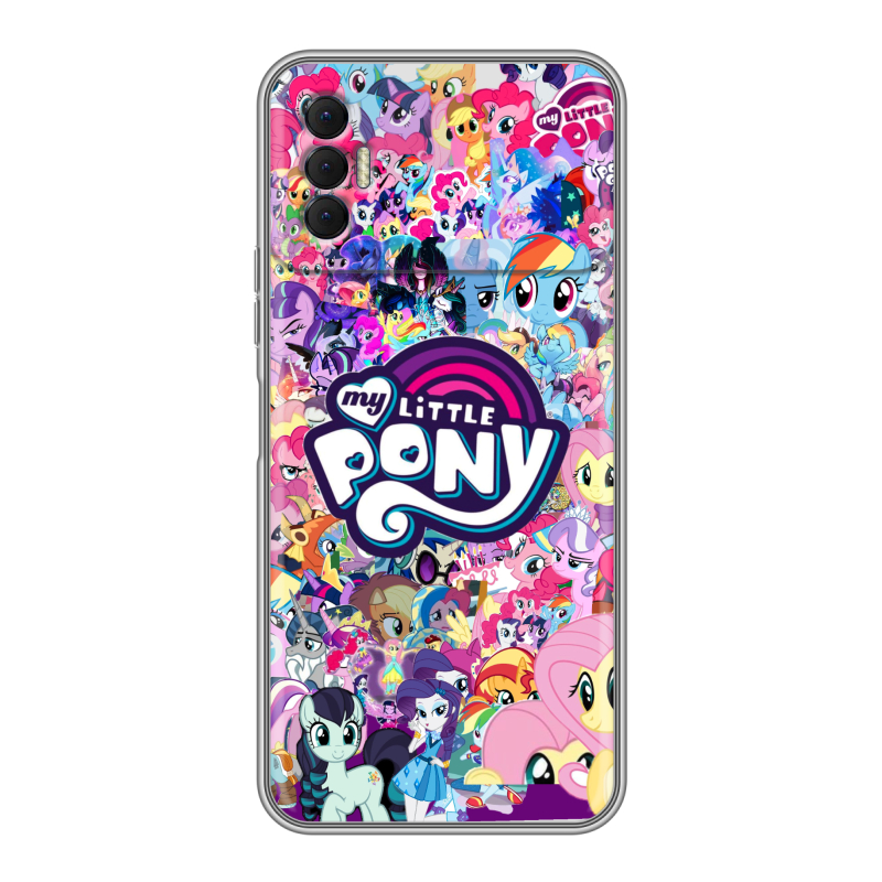 Силиконовый противоударный чехол на Tecno Spark 8P с принтом My little pony Дружба чудо Силиконовый противоударный чехол на Tecno Spark 8P с принтом My little pony Дружба чудо