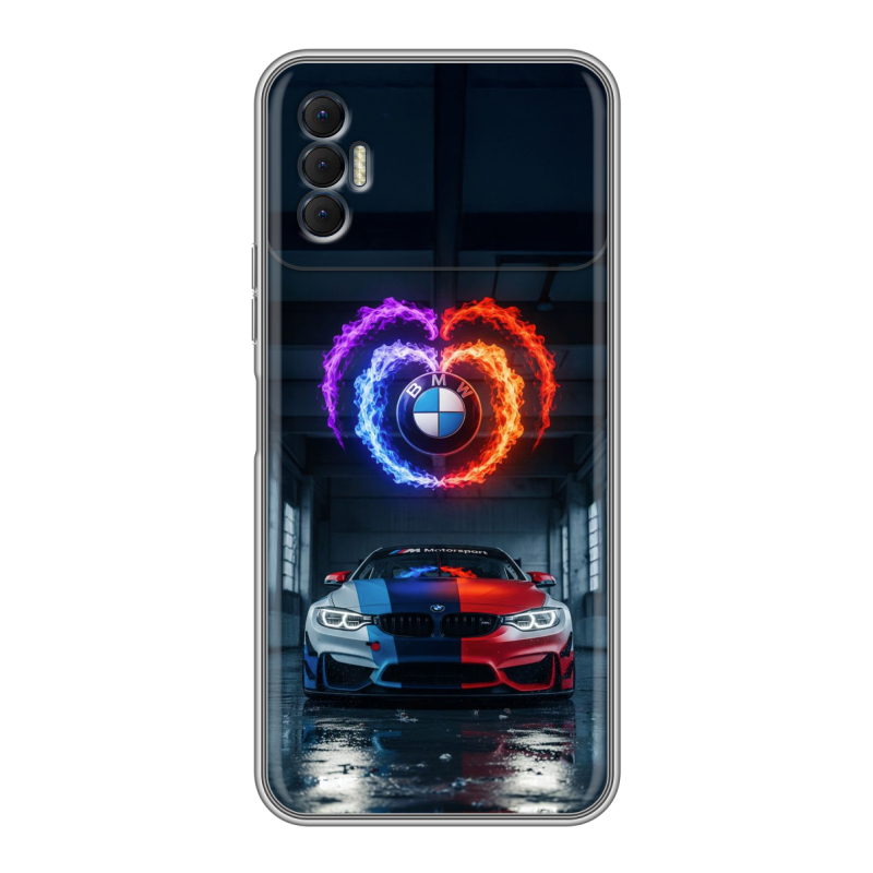 Силиконовый противоударный чехол на Tecno Spark 8P с принтом BMW БМВ Силиконовый противоударный чехол на Tecno Spark 8P с принтом BMW БМВ