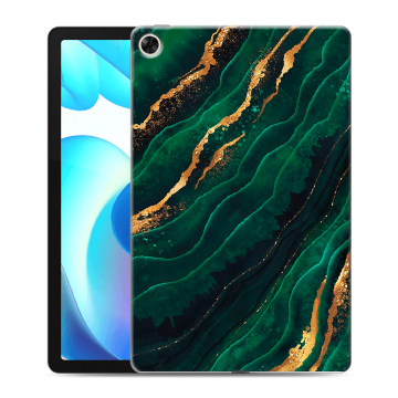 Силиконовый чехол на планшета Realme Pad с принтом Мрамор зеленое золото