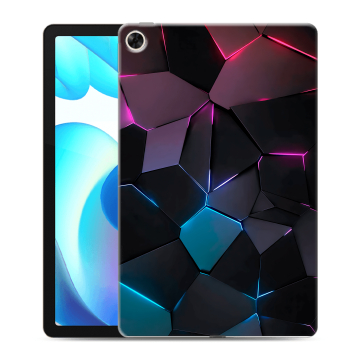 Силиконовый чехол на планшета Realme Pad с принтом Геометрия неона