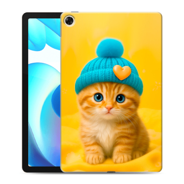 Силиконовый чехол на Realme Pad с принтом Котенок в шапке Силиконовый чехол на Realme Pad с принтом Котенок в шапке