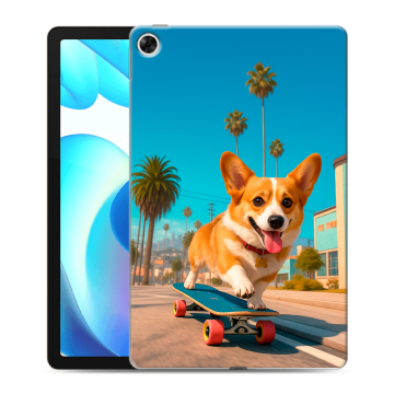 Силиконовый чехол на Realme Pad с принтом Корги на скейте