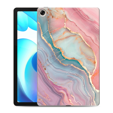 Силиконовый чехол на Realme Pad с принтом розовый мрамор