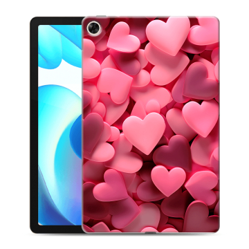 Силиконовый чехол на Realme Pad с принтом розовые сердечки