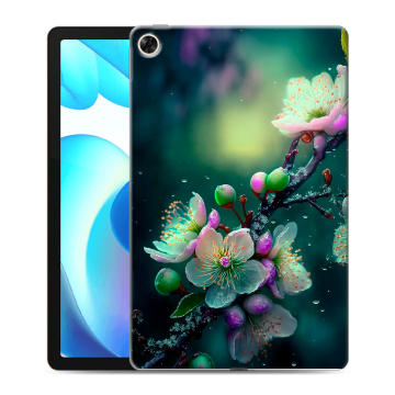 Силиконовый чехол на Realme Pad с принтом Цветы и мрамор Силиконовый чехол на Realme Pad с принтом Цветы и мрамор