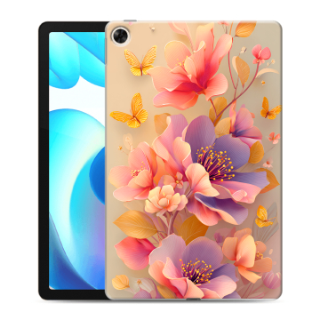 Силиконовый чехол на Realme Pad с принтом Цветы и бабочки Силиконовый чехол на Realme Pad с принтом Цветы и бабочки
