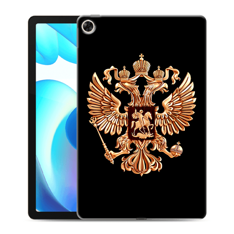 Силиконовый чехол на Realme Pad с принтом Герб России золотой Силиконовый чехол на Realme Pad с принтом Герб России золотой