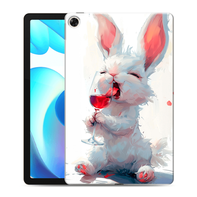 Силиконовый противоударный чехол на Realme Pad с принтом кролик зайчик Силиконовый противоударный чехол на Realme Pad с принтом кролик зайчик