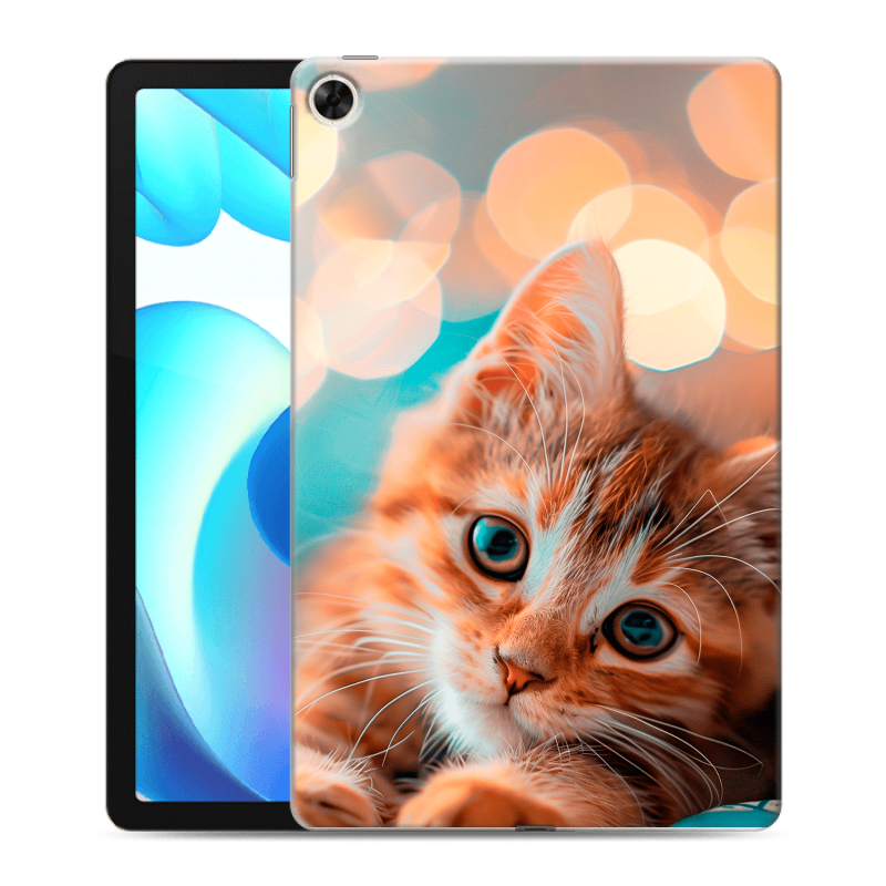 Силиконовый противоударный чехол на Realme Pad с принтом котик Силиконовый противоударный чехол на Realme Pad с принтом котик