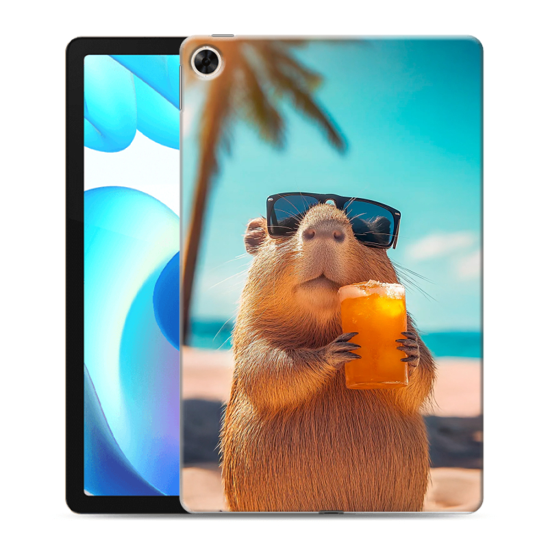 Силиконовый чехол на Realme Pad с принтом Капибара Силиконовый чехол на Realme Pad с принтом Капибара