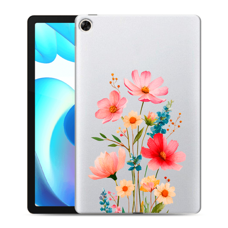 Силиконовый противоударный чехол на Realme Pad с принтом Цветы Силиконовый противоударный чехол на Realme Pad с принтом Цветы