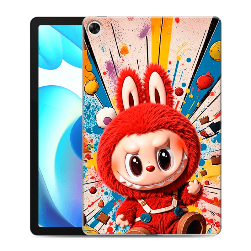 Силиконовый противоударный чехол на Realme Pad с принтом Labubu Лабубу Силиконовый противоударный чехол на Realme Pad с принтом Labubu Лабубу