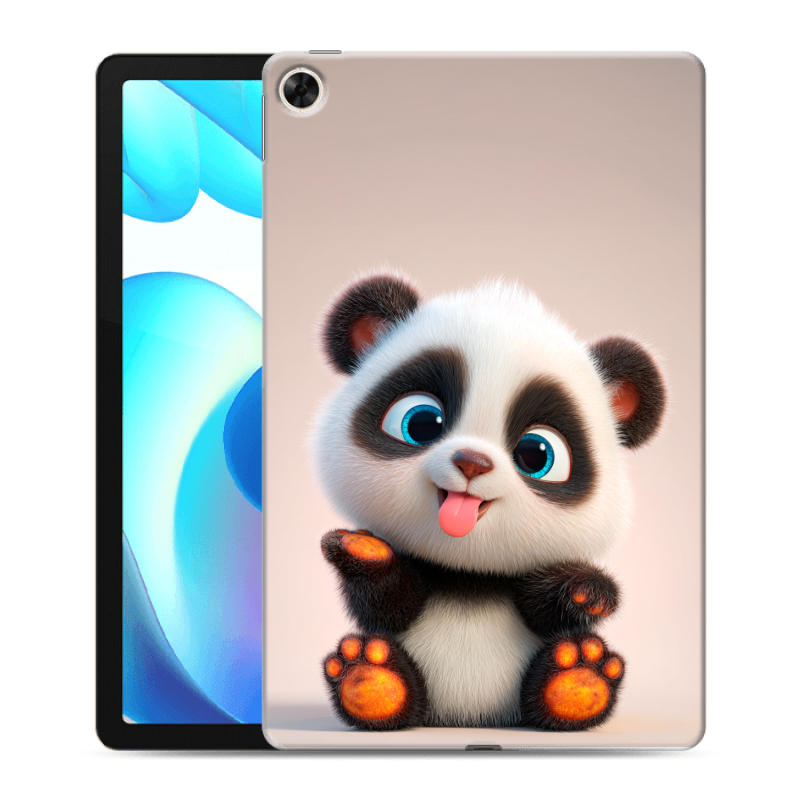Силиконовый чехол на Realme Pad с принтом милая панда Силиконовый чехол на Realme Pad с принтом милая панда