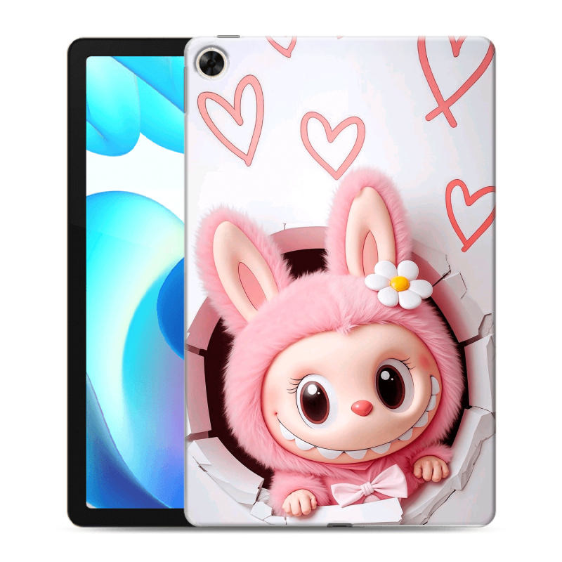 Силиконовый противоударный чехол на Realme Pad с принтом Labubu Лабубу Силиконовый противоударный чехол на Realme Pad с принтом Labubu Лабубу